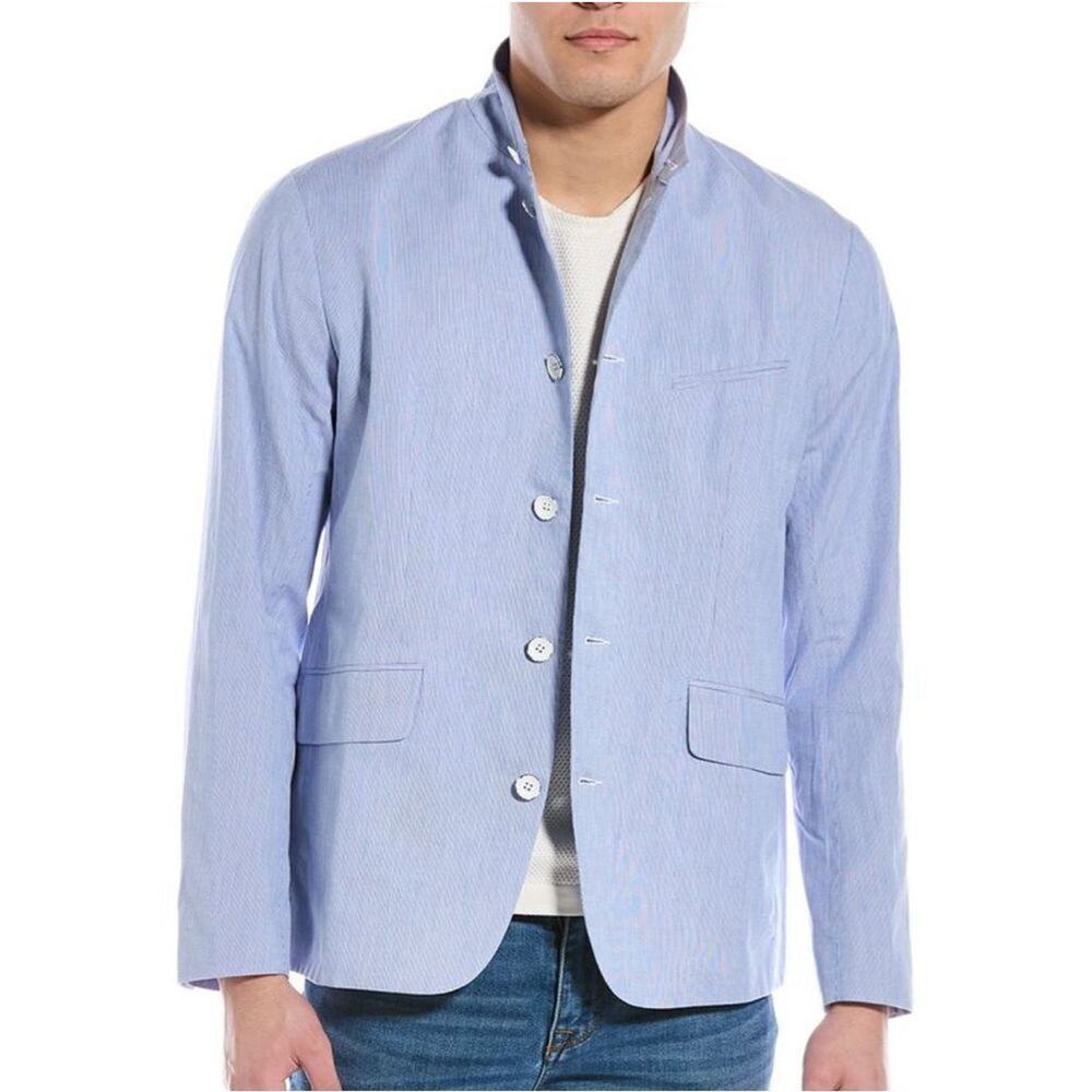 Rag & Bone New York Mens Light Blue Striped Japanese Parker Blazer Jacket Sz 48